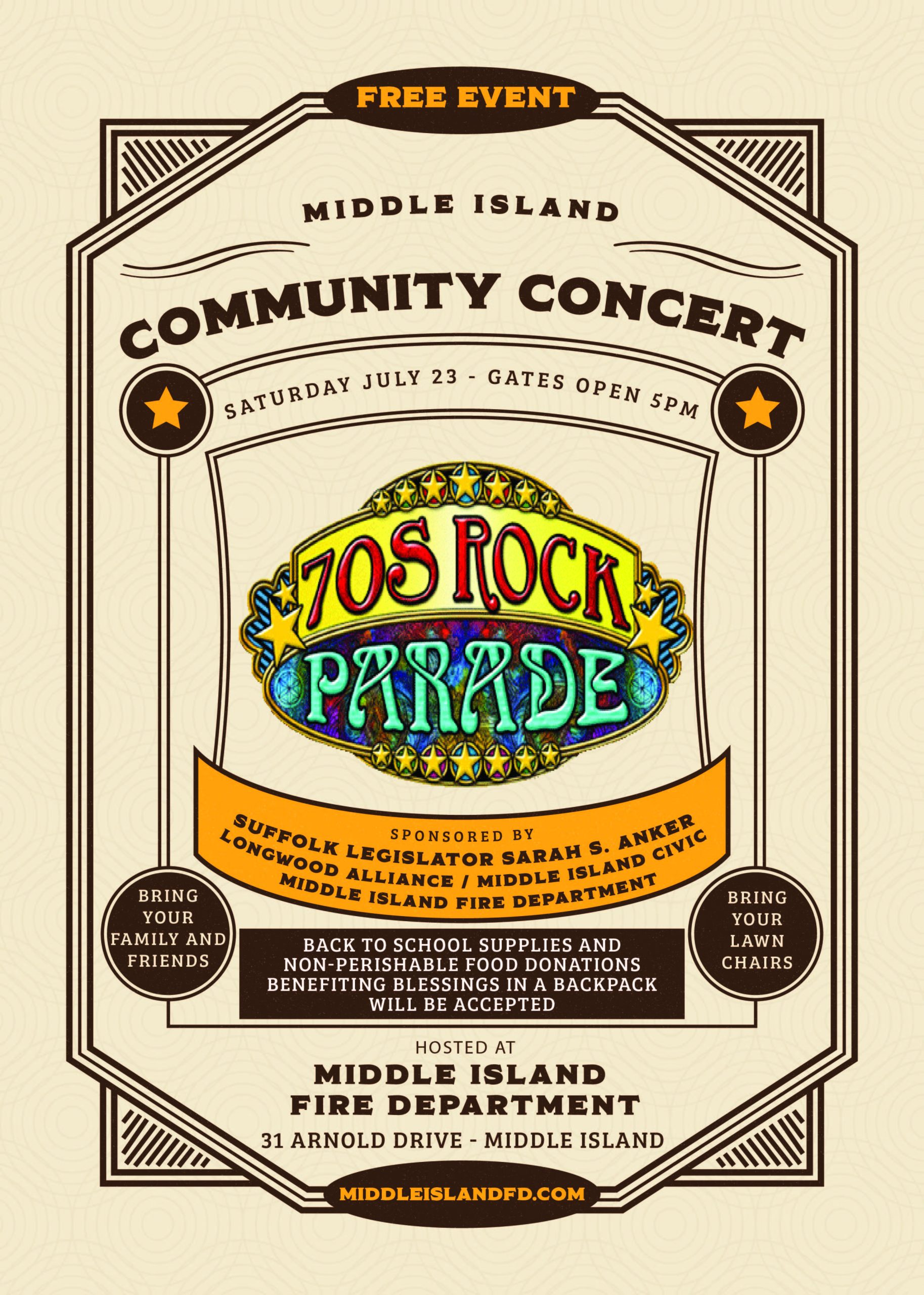 Read more about the article Free “70s Rock Parade” Community Concert this Saturday at MIFD